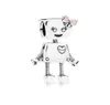 Bella Robot Charm Pink Gold Enemel Bead Fits Fits Bracelet for Women Jewelry Accessories9966044