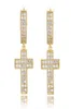 Iced out CZ Premium Diamond Zirconia Cross Hoops Earrings for Men Women Hip Hop Jewelry9243186