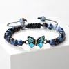 Pulsera de moda de piedra natural de 6 mm de 6 mm para mujeres azules de mariposa de mariposa colgante de brazaletes ágatas tigre tigre beads de lava joyas joyas