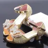 Sandals Little Girls Rhinestone Bow Highheeled Sandals Princess Dancing Summer Pu Leather Shoe Big Girl 3 4 5 6 7 8 9 10 11 12 Year Old