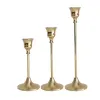 Ljus 3st/Set European Style Metal Candle Holders Simple Golden Wedding Decoration Bar Party Living Room Decor Candlestick Home Decor