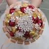 Bröllopsblommor brudtärna brudbuketter söta 15 quinceanera artificiell rosbukett 37 färger pl001