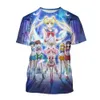 T-shirts Nieuwe Sailor Moon Anime 3D Drukmeisje Korte mouwen T-shirt Casual O-Neck Anime Sailor Moon Childrens Unisex korte mouwen T-shirtl2404