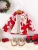 Vestes hiver bébé style de Noël Personnalité du manteau en peluche rouge Version du flocon de poche