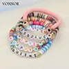 Strand Bracelets Customized Multicolor Clay Beaded Letter Love Friendship Bracelet Wholesale Women Jewelry Gift Bohemian