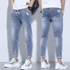 2023 Summer Style sottile coreano Street Luxury Work Pants da uomo jogger in vita elastico jogger per indossare abiti denim 240422