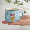 Tasses en céramique tasse de Noël dessin animé santa claus mousse tasse à café de café familial dessert petit déjeuner millier tasse enfant cadeau de Noël j240428