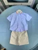 Luxus Baby Tracksuits Kids Designer Kleidung Jungen zweiteilige Set Größe 100-150 cm Sommer Blaues Hemd und Netzbuchst