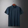 Highend marka düz renkli polo gömlek 2024 yaz erkek yaka kısa kollu rahat buz ipek nefes alabilen gündelik businesst-shirt 240428