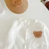 Jackets Autumn Baby Coat Infant Cute Cartoon White Thin Cardigan H240509