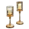 Candles 1pc Golden Glass Candle Holders for Pillar Candle Candlestick for Dining Coffee Table Wedding Events Parties Home Decor