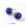 Étalon 10 mm en acier inoxydable incrustation de cristal naturel lapis lazi goldstone malachite turquoise agate oreilles vintage élégant Tem dhgarden dhoal