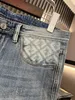 2024 Spring herfst borduurbrief afdrukken zipper herenjeans gebleekte lichte gewassen man's lange potloodbroek wcnz132