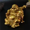 Dekoracje złoty śmiech Buddha Statua Chińska feng shui Lucky Money Maitreya Buddha Rzeźba figurki domowe dekoracja ogrodu posąg