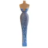 Sparkling Mermaid Prom Mouwloze Deep V Neck Spaghetti Sequins Applique Beading Floor Lengte beroemde avondjurken plus maat op maat gemaakt L24399 0508