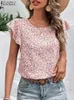 Women's Blouses Shirts ZANZEA Summer Elegant Floral Printed Blouse Woman Short Slve O-Neck Tops Female Holiday Shirt Bohemian Casual Party Chemise Y240426