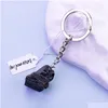 Key Rings Black Irregar Tourmaline Keychain voor vrouwen op tas auto sieraden feest vrienden cadeau drop levering dhgarden dh5j6
