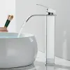 قم بتعيين Chrome High Good Water Mater Brited Nickel Bashin Basin Faucet Spout Spout Hotcold Sink Mixe Tap Basin Tap