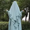 Khimar Two Layer Jazz Crepe Doppelschichten hochwertige muslimische bescheidene Modegebet Lange Hijab Großhandel islamische Kleidung 240419