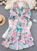 Abiti casual Summer Fashion Stampa floreale Donne lunghe Slim Beach Party One Pieces Female Elegante Maxi Vestidos