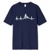 T-shirt maschile Mountain Bike Heartbeat Biking Print Mens T-shirts Casual 2023 Stre