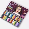 12-färgad gradient Washable Rainbow Strip målning Set Face Paints Kit For Children Makeup Palette Halloween Penkroppen 240415