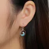 Sea Wave Fashion Retro Geometry Streamlined Long 925 Sterling Silver Jewelry Girl Natural Larimar Earrings Women 240428