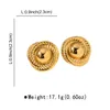 Stud Earrings Vintage Gold Color Metal Round Threaded For Women Spiral Ball Prevent Allergy Versatile Daily Jewelry Lady Gifts