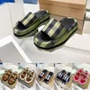 Designer Vintage Check Slides Pantoufle Sandales Print Furleys Archive Pish Pool Slipper Femmes Beige Summer plage extérieure Moule Cool Mule Taille 35-42 avec boîte