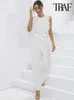 Traf dames mode met riem geplooide gegolfde jumpsuits sexy mouwloze rug zipper vrouwelijke playsuits mujer 240424