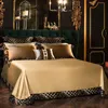 4610pcs Luxury Coton Satin Liberter Silkly Bed Set Queen King Size Drevet Cover Littheet épais lits PARRURE DE LIT 240415