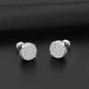 Valentines Gift Hiphop Stud Earrings 14K Yellow Gold Screw Back Real Round Cut Moissanite Earrings For Men