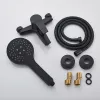 Set Matte Black Bathroom Down Faucet Bath Robinet Mixer Tap Abs Abs Hand Shower Set Wall Mound Black Shower Control Vae Taps