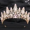 Tiaras Luxury Women Green Blue Pink Crystal Crystal Flower Tiara Crown Wedding вечеринка Новая элегантная свадебная невеста.