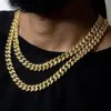 Luksusowa biżuteria lodowana kubańska łańcuch Moissanite Diamond Gra Certyfikat Hip Hop Gold Plated Cuban Link Naszyjnik