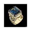 Bandringen Fashion Creative Blue Zirkon Ring For Women Wedding Party Engagement Sieraden Gift Hoge kwaliteit Drop Delivery Dh4pi