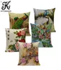 Chinese Classical Peacock Flower Decorative Cushion Covers Linen Colorful Peacock Throw Pillow Case for Sofa Car Seat Textile2805645