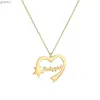 Anhänger Halsketten Goxijite Trend Custom herzförmige Halskette geeignet für Frauen Personalisierte Edelstahlstern Brief Halskette Beste Geschenkwal