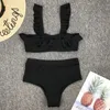 Zwempak met hoge taille voor vrouwen sexy zwarte badmode push-up zwempak biquini badpak strandkleding bikini set 2021