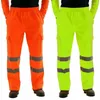 Men's Pants 2024 Casual Sanitation Worker Men Reflective Strips Trousers Fleece Jogging