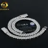 Zuanfa Fine bijoux hip hop glacé Collier de liaison cubaine 13 mm 2 rangées d'épaisseur solide 925 Vvs Silver VVS Moisanite Cuban Chaindesign Bijoux