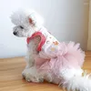 Vêtements de chien robe d'été tutu chat jupe chiot mignonne fille vêtements yorkies pomeranian maltais shih tzu bichon poole cages de compagnie xs xs