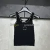 Pearl Neck Vest Women Casual Style Vests U Neck T Shirt Summer utomhus ärmlösa tankar topp