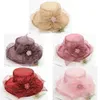Brede rand hoeden emmer hoeden fs zomer organza fascinator hoed opvouwbare bruiloft kerkjurken kentucky hoeden voor vrouwen elegant roze pink fedora y240426