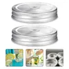 Dinnerware 2Pcs Mason Jar Straw Lids Professional Leak Proof Canning Caps Sealing With Silicone Ring