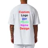 Customized DIY Design Oversized Half Sleeve T-shirt Mens Cotton Dropped Shoulder Loose Fitness T Shirt Summer Gym Clothing 240428