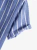 Camisas casuais masculinas Zaful Striped for Men Half Button Button sem colarinho de manga curta Blouses Office de rua de rua Tops Z4984953