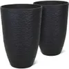 Planters Pots Flower pot height plant 2-pack -14 inch diameter resin large circular black flower used for outdoor plants - imitation stone finish Q240429