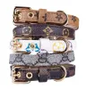 Collier de chien laisse les lettres de créateur de presbytie classique motif imprimement laisse cuir en cuir occasionnel chiens réglables chats bracelet cou