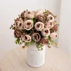 Fleurs séchées rétro fleurs artificielles café en soie blanc rose de Noël mariage chambre maison jardin d'automne fausse décoration bricolage photo plantes